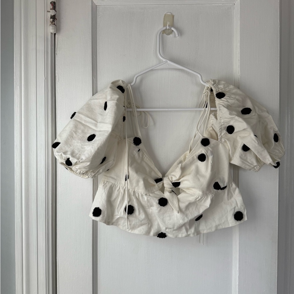 For Love And Lemons Cream and Black Polka Dot “Abigail” Blouse